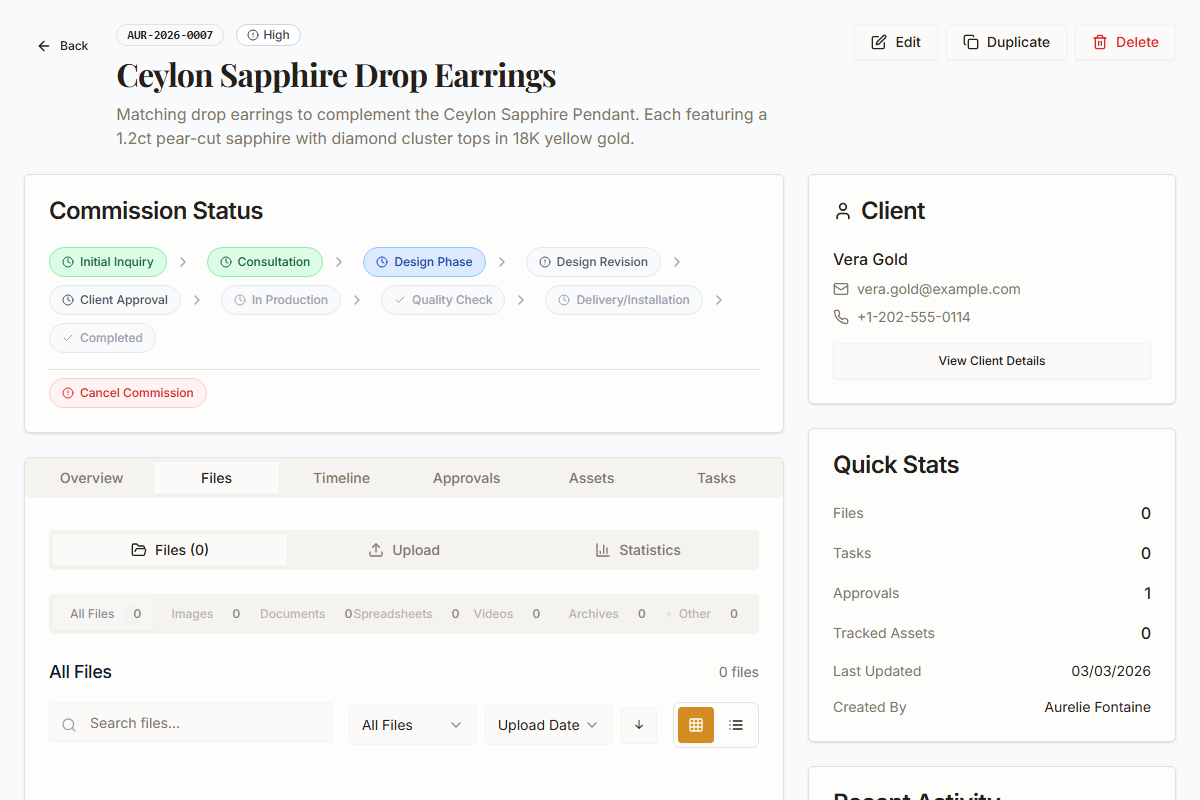 File management with design uploads and thumbnails